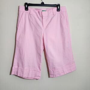 Vintage Lilly Pulitzer pink palm beach fit wide leg capri pants woman's size 8